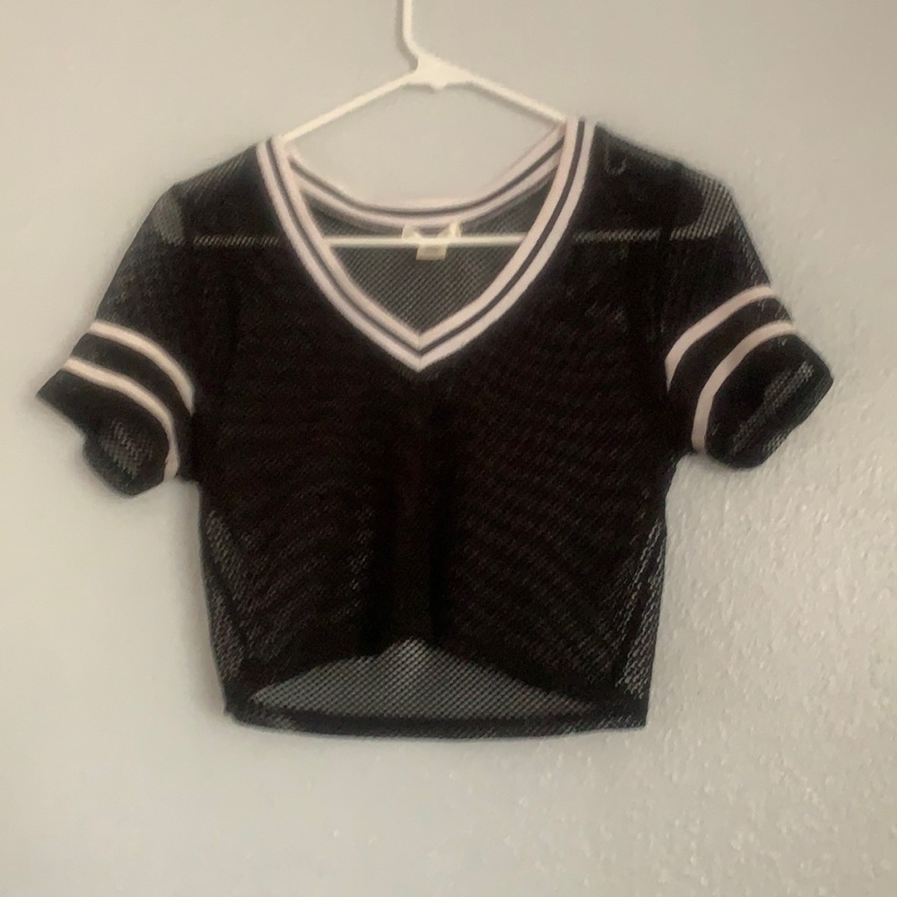 V neck mesh crop top